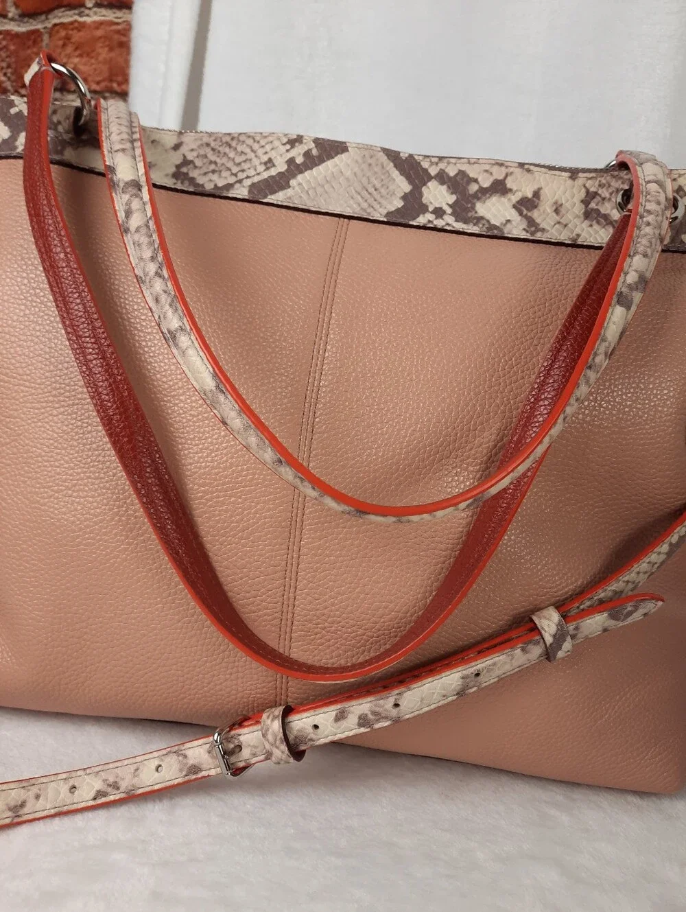 Coach Tyler Large Zip Top Leather Tote Nude Beige F11759 - Excellent!